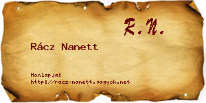 Rácz Nanett névjegykártya